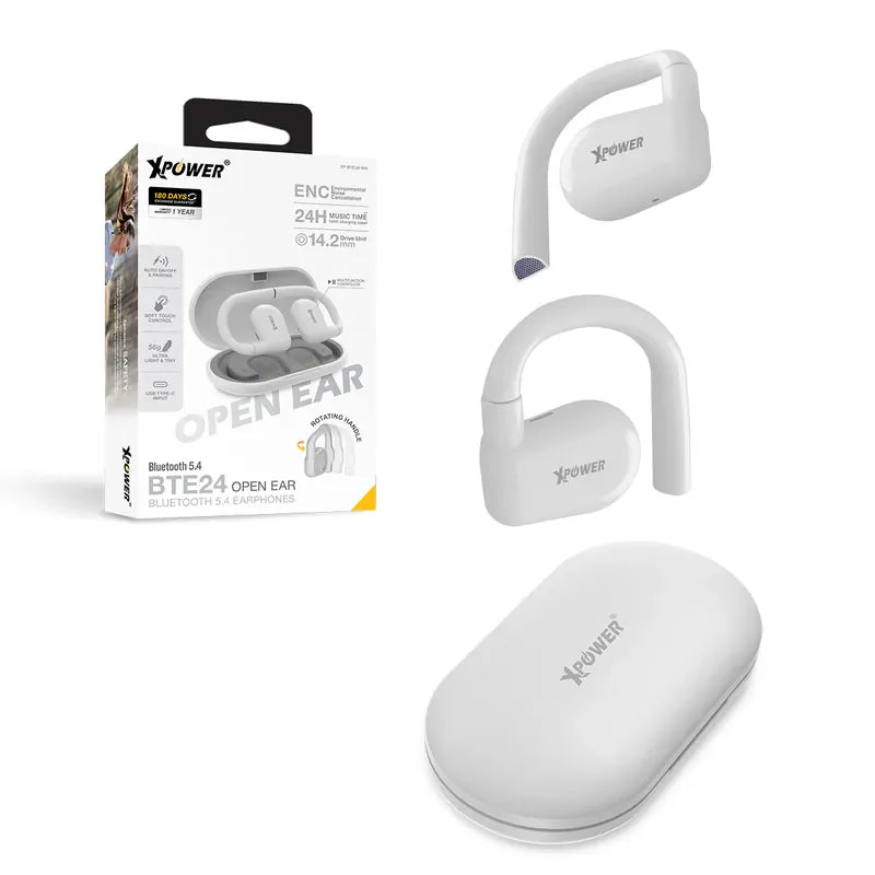 XPower Open Ear Bluetooth 5.4 Earphones - White - Tashqila XPower Open Ear Bluetooth 5.4 Earphones - White - Tashqila
